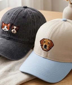 Custom Embroidered Pet Photo Dad Hat – Personalized Dog and Cat Baseball Cap